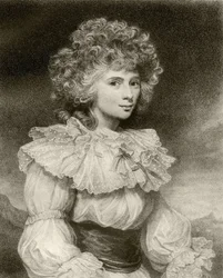 Elizabeth Cavendish, Hertogin van Devonshire, gegraveerd door F. Bartolozzi, uit 