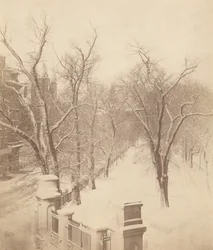 Boston Common Sneeuw Scène,jaren 1850 (foto)