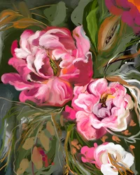 Weelderige roze bloemen