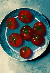 Levendig stilleven met tomaten