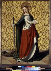 Achterkant van altaarstuk: St. Catharina van Alexandrië