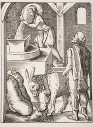 De molenaar. 19e-eeuwse reproductie van 16e-eeuwse gravure door Jost Amman