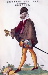 Kostuum van een Spaanse edelman, gravure uit Habitus praecipuorum popularum