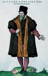 Leipzigse senator, gravure uit Habitus praecipuorum popularum