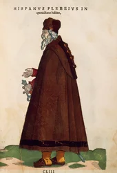 Spaanse man in alledaagse kleding uit Habitus Praecipuorum Popularum door Jost Amman (gravure)