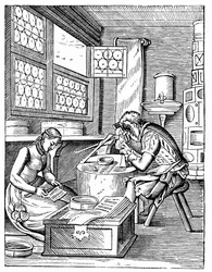 De werkplaats van de sluitmaker, 16e eeuw