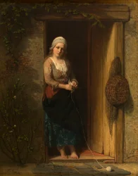 Ida, de dochter van de visser, in de deuropening