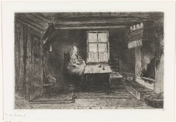Interieur met moeder en kind