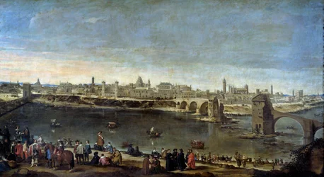 Zicht op de stad Zaragoza in 1646