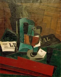 Syphon, glas en krant