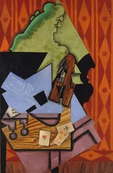 Viool en Speelkaarten op een Tafel, 1913