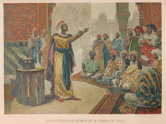 Geber geeft les in chemie aan de school van Edessa, 1879