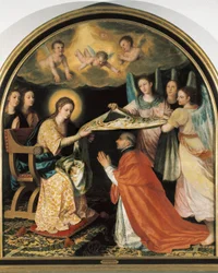 Presentatie van de kazuifel bij Sint Ildefonsus.