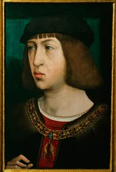 Philipp der Schoene, koning van Castilië, zoon van keizer Maximiliaan, vader van keizer Karel V ... (olieverf op eikenhout)