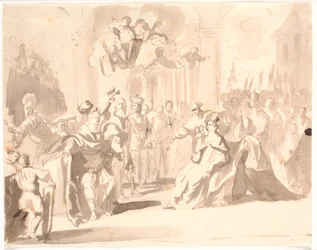Hertog Frederik III van Gottorp met echtgenote als stichters van vier koninklijke en vorstelijke huizen