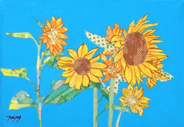 Vrolijke collage met zonnebloemen