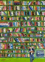 Kleurrijke bibliotheeklezer