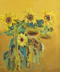 Gouden zonnebloemen in bloei