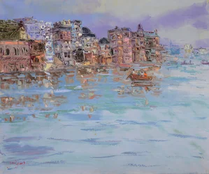 Ochtend aan de rivier in Varanasi