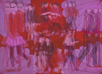 Levendige abstracte bijeenkomst