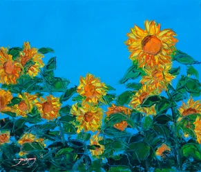 Een kleurrijk zonnebloemenveld