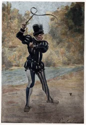 Man speelt snurk (snore). Gargantua. Illustratie door Jules Garnier. In "Rabelais en de werken van Jules Garnier".