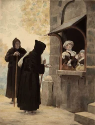 Panurge spreekt nonnen van de Orde van de Geuzen toe. Pantagrue l. lllustratie door Jules Garnier. In "Rabelais et l
