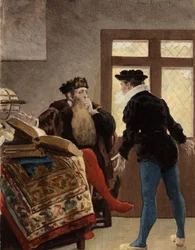 De filosoof Trouillogan en Panurge bespreken Panurge