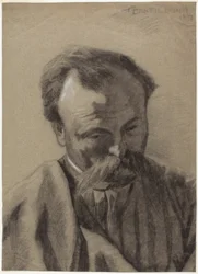Zelfportret, ca. 1877 (zwart krijt gehoogd met wit krijt, op grijs geschept papier)