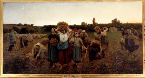 De oproep aan de arenleessters. Schilderij van Jules Breton (1827-1906), 1859, 0,9 x 1,76 m, Parijs, Musée d