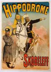 Poster die "Skobeleff" adverteert in het Hippodrome, 1895