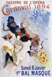 Theater van de Opera: carnaval van 1894, gemaskerd bal - poster door Jules Cheret