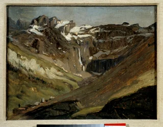 Het circus van Gavarnie in de Pyreneeën Schilderij door Jules Dupre