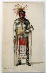 Indiaan van Amerika: Voetafdruk van een Indiaanse opperhoofd van de Pawnee Ponca stam
