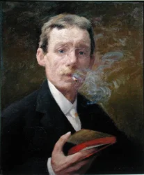 Zelfportret, Roken (groene slaapkamer) 1919