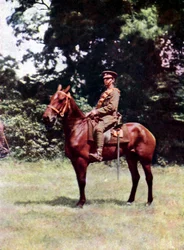Ruiter van de Britse cavalerie tijdens de Slag bij de Marne ten oosten van Parijs, september 1914