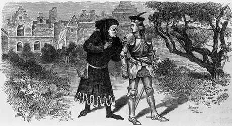 Illustratie voor Quentin Durward, historische roman door Walter Scott, gravure door Jules Huyot