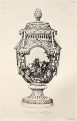 Geschiedenis van de keramische kunst: Een beschrijvende en filosofische studie van het aardewerk van alle tijden en alle naties: Frankrijk: Sèvres-zacht porselein-vaas ter herdenking van de slag bij Fontenoy (plaat XI)