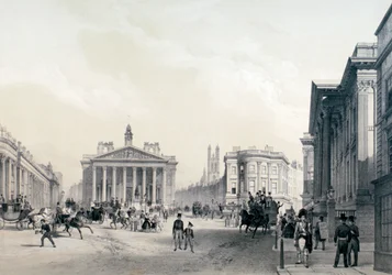 De Bank of England, Royal Exchange en Mansion House, c1850