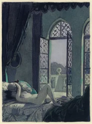 Illustratie voor memoires van Casanova (kleurenlitho)