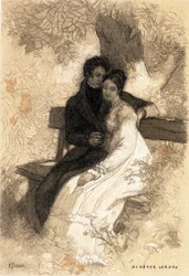 illustratie voor Eugenie Grandet door Auguste Leroux (prent)