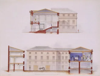 Het Stroganov Paleis in Sint-Petersburg. Plan van de Gevel en Doorsnede