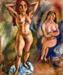 Twee naakten: een staand, een zittend, 1913