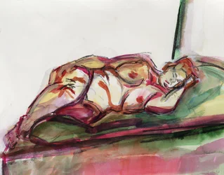 Dikke slapende naakte figuur, 2015