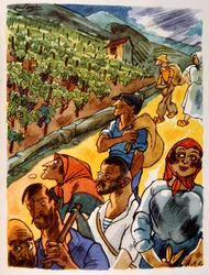 Franse wijngaard. 1944. Illustratie door Julien Pavil