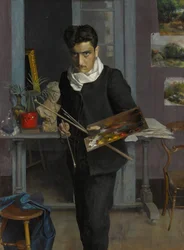 Zelfportret van de kunstenaar in zijn atelier, 1898