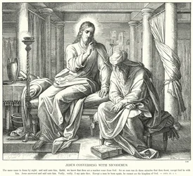 Jezus Gesprek met Nicodemus (gravure)