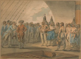 Ceremonie van de Lijnkruising aan boord van het schip, "Vestal"