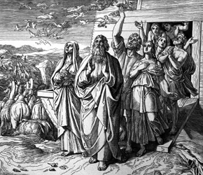 Noach verlaat de ark na de zondvloed