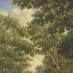 Arcadisch landschap, een van een serie van tien muurschilderingen in de tuinzaal van het Amsterdamse huis Herengracht 524